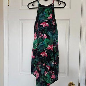 Floral Flowy Back Slit High-Low Top